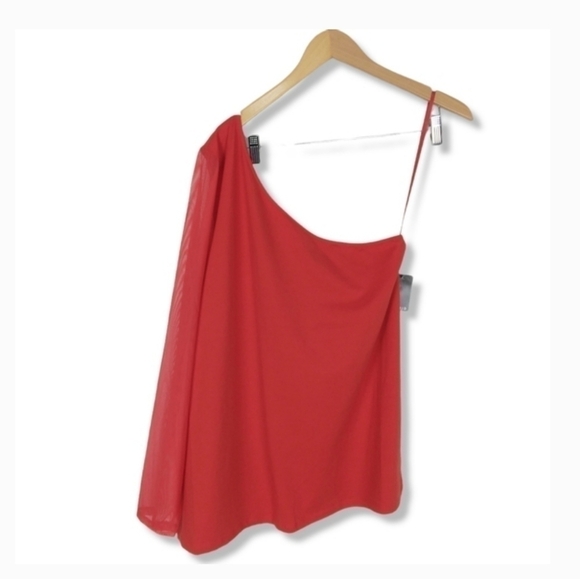NWT Torrid One Shoulder Mesh Sleeve Top - Picture 10 of 12